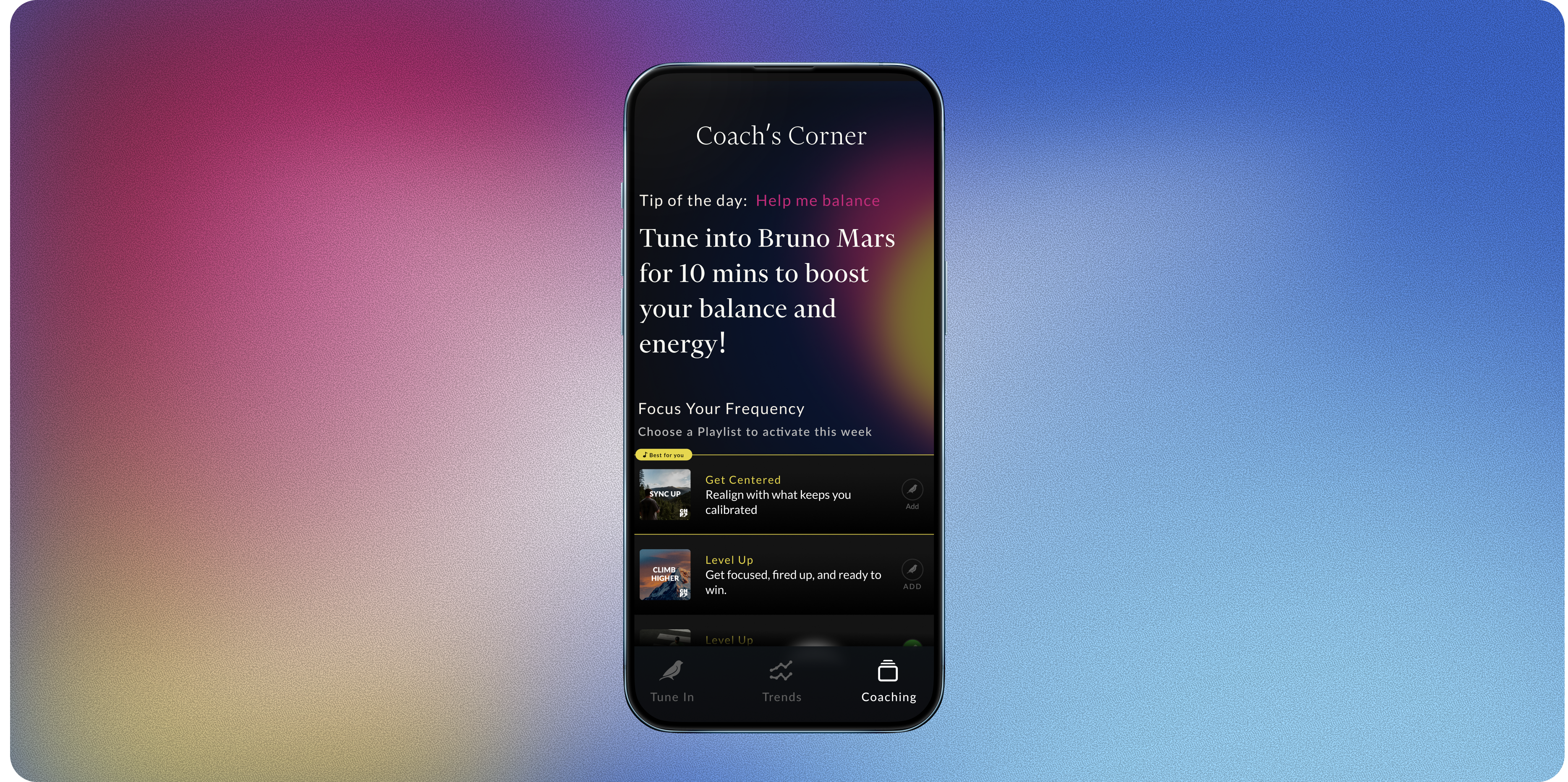 Coach's Corner app screen